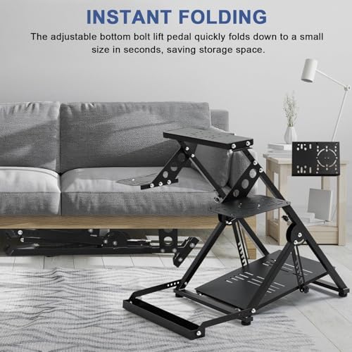 Anman Foldable Racing Flight Simulator Stand with Chair Wheel Fixed Slot - Image 5