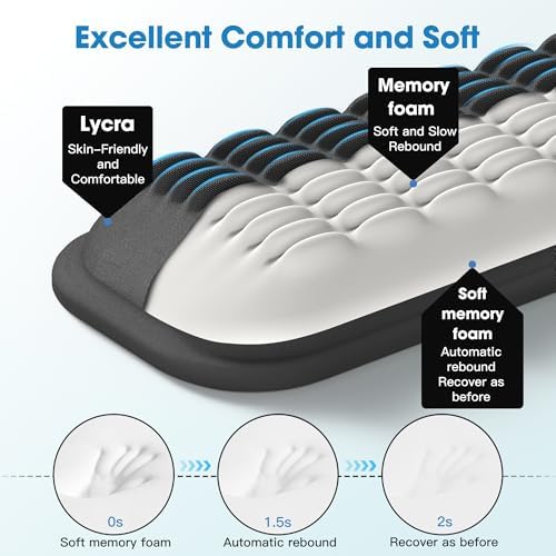 MEKASS Keyboard Wrist Rest, Soft Memory Foam Wrist Support, Keyboard Hand Rest Pad for Wrist Pain Relief, Keyboard Wrist Guard for Long Hours of Work, Gaming, Studying（Classic Black） - Image 3