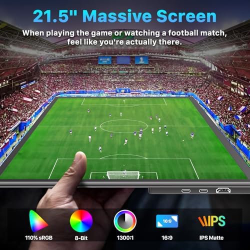 Upperizon Portable Monitor 21.5 inch FHD 110% sRGB 120Hz IPS HDR HDMI USB-C Travel Monitor for Laptop MacBook PC Surface PS5 Xbox, Large External Display with Kickstand & Speakers, VESA Compatible - Image 3