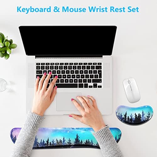 Dapesuom Enlarge Keyboard Wrist Rest, Memory Foam Wrist Cushion for Desk Mats Support, Cute Typing Pain Relief Keyboard Mouse Pad Rests Set with Non-Slip Base for Gaming Laptop Office Computer, Forest - Image 7