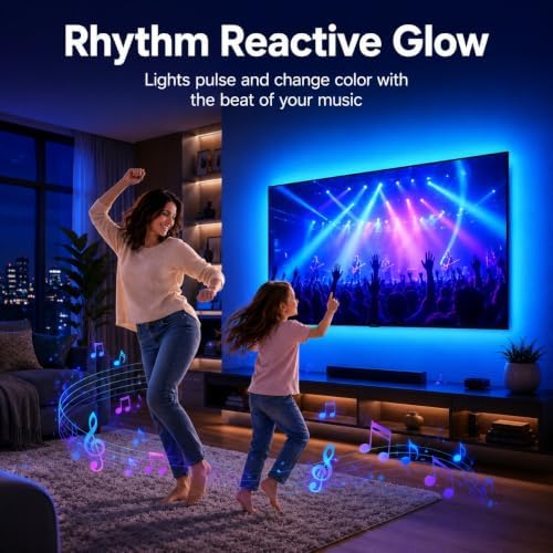 MORIACC LED Lights for TV, 23ft RGB TV LED Backlight for 70-100 Inch TVs, Strip Lights Behind TV with Music Sync, APP & Remote Control, USB Powered TV Lights for Bedroom Gaming Home Theater - Image 2