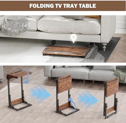 Folding TV Tray Table, Adjustable Height TV Trays for Eating on Couch - Image 5