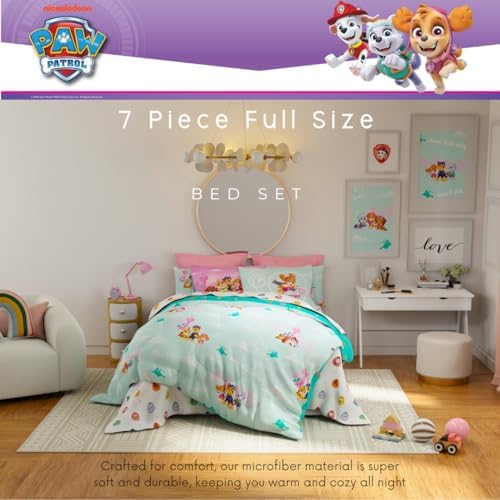 Paw Patrol Girl Skye Kids Bedding Super Soft & Cozy Reverisble Microfiber Comforter and Sheet Set with Sham, 7 Piece Full Size, (Officially Licensed Product) By Franco - Image 4