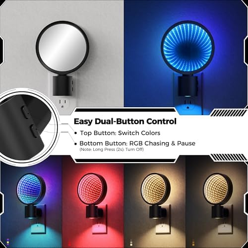 Briignite Night Lights Plug into Wall 3D Infinity Mirror Tunnel Light - Image 3