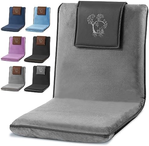 Adjustable Japanese Floor Chair for Adults - Meditation Chair with Back Support for Seating, Yoga & Gaming | Foldable Backjack Floor Chair with 6 Recline Positions, Thick Padding & Vegan by MonkLlama