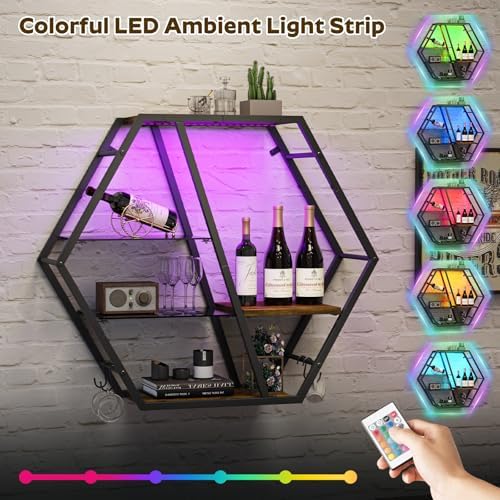 MAHANCRIS Gaming Floating Shelf with LED Lights and 4 Hooks - Image 3