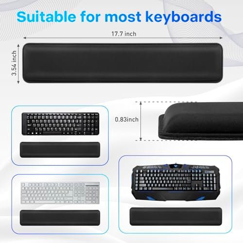 Yolanda Keyboard Wrist Rest/Pad - Cooling Gel - Stitched Edges - Keyboard Accessory,Ergonomic,Black - Image 5