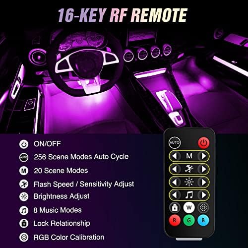Nilight 4PCS USB Car Interior Lights Dream Color App and Remote Control | 72LED 5V DC RGB-IC Music Car Neon Accent Light Strips Under Dash Lighting Kit with Sound Active Function - Image 5