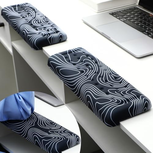 Relaxweex 2 Pcs L-Shaped Desk Wrist Rest Elbow Pad Set Desk Edge Rest Cushion Non-Slip Memory Foam Arm Padding Wrist & Forearm & Elbow Comfort Support for Table or Table Edge (Striped Style) by Relaxweex