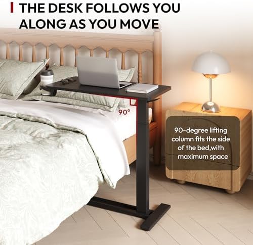 SANODESK 32'' Mobile Standing Desk with Hidden Wheels,Pneumatic Laptop Desk - Image 3