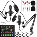 Brvomussy Podcast Equipment Bundle for 2, Audio Interface with Voice Changer Condenser Microphones for Gamer, All-in-One Audio Mixer Perfect for Live Streaming, Singing, YouTube, Gaming by BRVOMUSSY