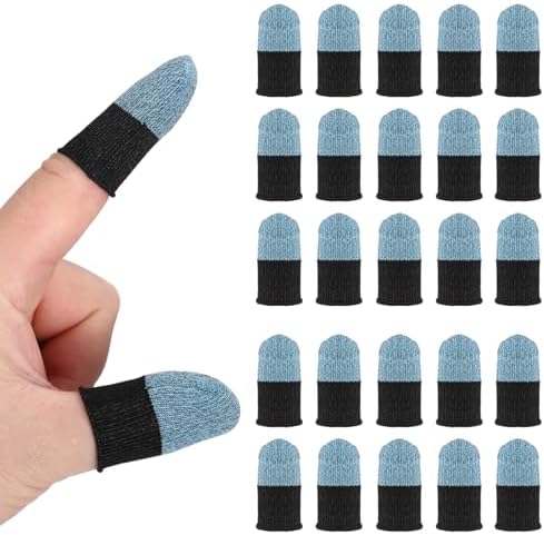 PATIKIL Controller Finger Thumb Sleeves, 40 Pack Mobile Gaming Finger Sleeve Silver Fiber Tip Gloves Anti-Sweat Breathable for Game Phone Touchscreen Devices, Blue by PATIKIL