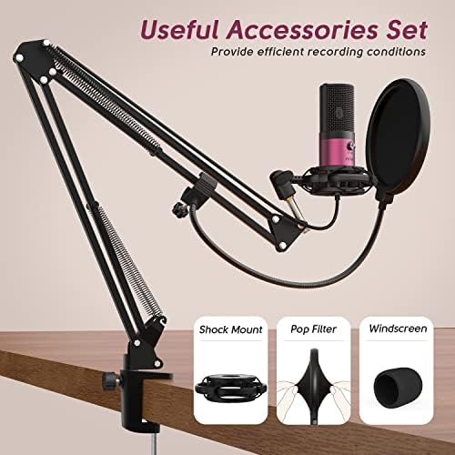 FIFINE T669 Rose Red Podcast Microphone Kit with Boom Arm for Recording - Image 6