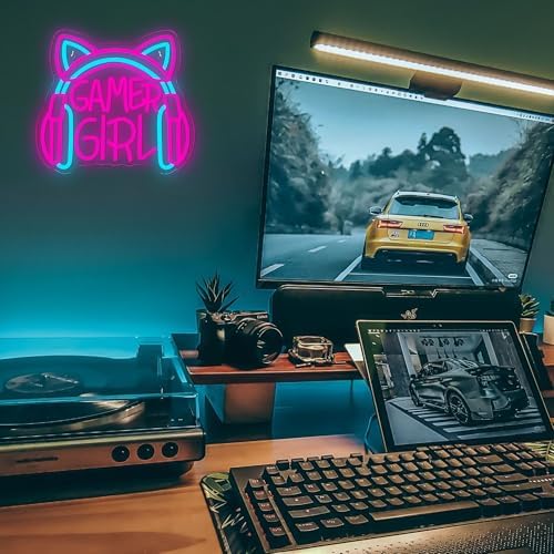 Mutank Gamer Girl Cat Headphones Neon Sign, Game Room Neon Sign USB Powered Game Headphone Sign LED Dimmable, for Gaming Room Bedrooms and Cat Ear Girl Man Caves Decor(13.3 * 12.2 In) - Image 3