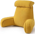 Reading Pillow for Sitting Up in Bed, Backrest Cushion with Arms, Corduroy Support Pillow with Side Pockets & Washable Cover, for Watching TV Sofa Couch Relax, Bright Yellow by Ailuteie
