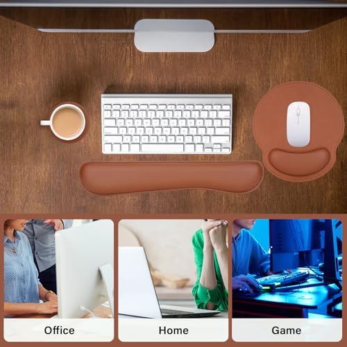 MOSISO Wrist Rest Support for Mouse Pad&Keyboard Set, Brown - Image 6