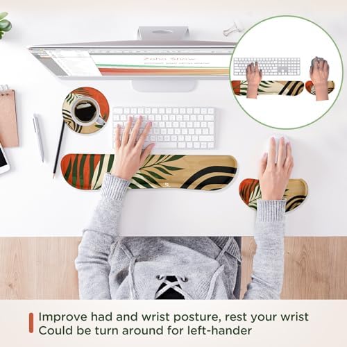 Gimars Enlarge Silky and Superfine Fabric Gel Memory Foam Keyboard Wrist Rest Set, Ergonomic Keyboard Mouse Wrist Support for Typing Pain Relief, Comfort for Office, Gaming, Computer-Morandi Orange - Image 6
