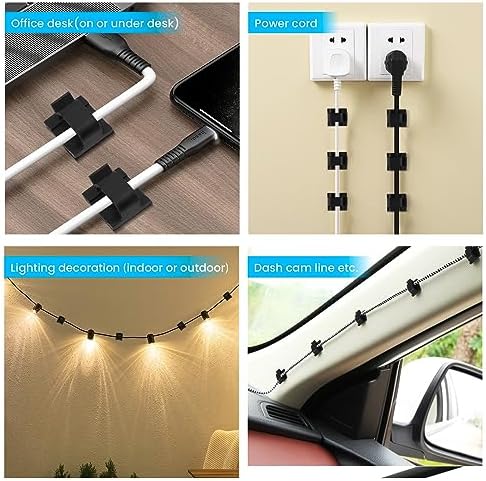 100 PCS Adhesive Cable Clips Black (50 Small & 50 Large), Cable Management Under Desk, Cable Wall Clip, Wire Clips for Cords of Car Dash Cam, HDMI, Extension Cord, TV PC Phone USB Ethernet Coax - Image 4