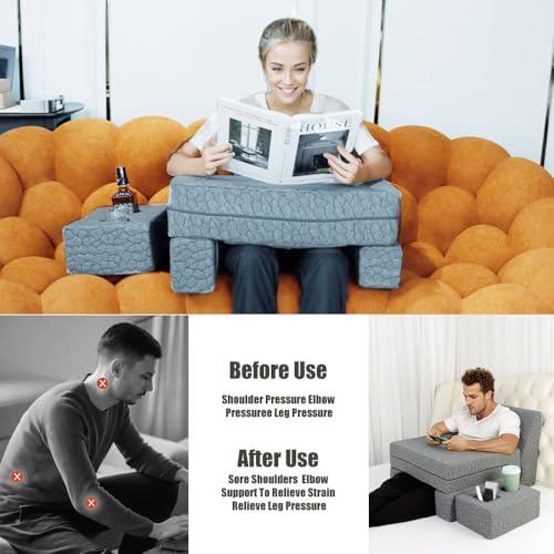 Bespilow Memory Foam Lap Desk Pillow for Adults - Extra Large Gaming Pillow for Lap, Laptop Couch Desk with Arm Rests & Independent Cup Holder, Ergonomic Bed Desk for Keyboard, Mouse & Working - Image 2