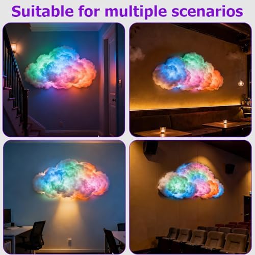 STHF DIY USB-Powered Thundercloud LED Light Decor | 3D Shapable Clouds Lamp, Unique Room Decor & Night Light for Bedroom, Gaming Room, Ceiling Ambiance & Party (4-Meter Cloud) - Image 3