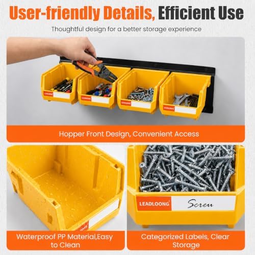 16pc Wall-Mounted Storage Organizer Set with Metal Rails Yellow - Image 6