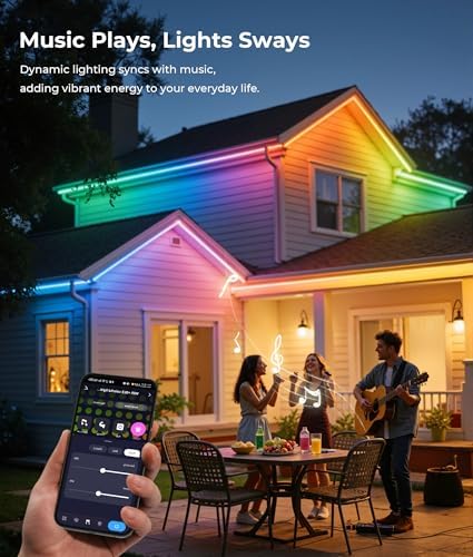 DeckTok 65.6ft RGB LED Strip Lights Outdoor, Alexa Google Assistant, IP67 - Image 2
