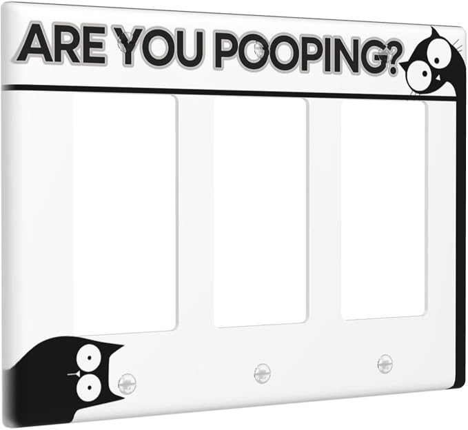 Decorative Outlet Covers Funny Bathroom Art with Are You Pooping 3 Gang Gfci Wall Plate Triple Rocker Light Switch Covers Electrical Receptacle Switchplate Plug Faceplate for Country Decor - Image 2