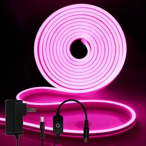 iNextStation Pink LED Light Strip 16.4FT Neon Rope Lights (with DC12V Plug) by inextstation