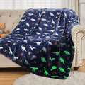 SOCHOW Glow in The Dark Dinosaur Throw Blanket 60 x 80 Inches, Navy Blue by SOCHOW