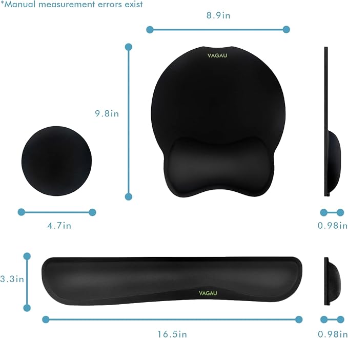 VAGAU Premium Keyboard Wrist Rest and Mouse Pad Wrist Support | Ergonomic Memory Foam Set for Office, Laptop, Mac, Computer and Gaming, Comfortable Typing &Wrist Pain Relief - Image 7
