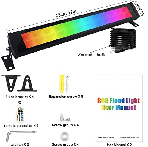 2 Pack 50W RGB Wall Washer Light, Indmird Stage Wash Light Bar, RGB Light Bar, Warm 3000K & 16 Million Colors&Timing& Music Sync, for Commercial Lighting, Birthday Party, Garden Lighting, Wall Display - Image 6