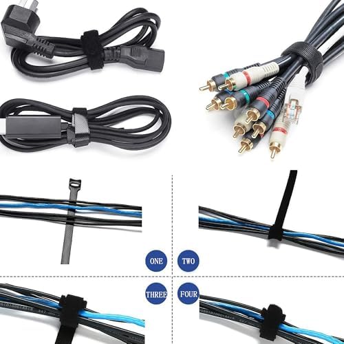 4-Pack Cable Management Sleeve with 10 Cable Clips for Wires, Nylon Zipper Tie for Desk Wire Organization, Adjustable Computer Cord Cover for Office Home Use - Image 2