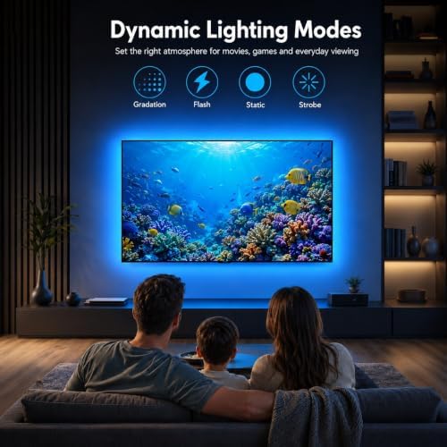 MORIACC LED Lights for TV, 23ft RGB TV LED Backlight for 70-100 Inch TVs, Strip Lights Behind TV with Music Sync, APP & Remote Control, USB Powered TV Lights for Bedroom Gaming Home Theater - Image 5
