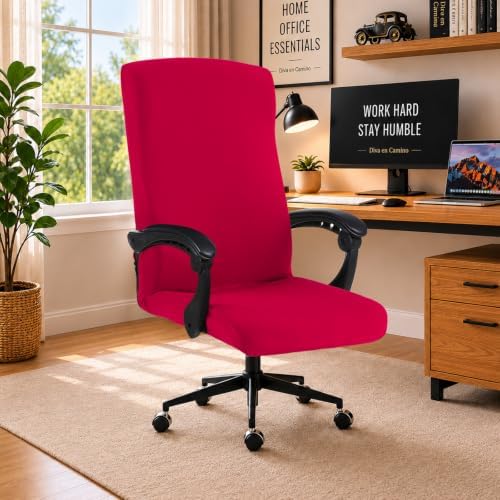 Elastic Computer Chair Cover with Durable Zipper - Protective Removable Washable Universal Office Desk Chair Seat Slip Cover - Stretchy Soft Anti-dust Desk Chair Seat Protector for Dogs, Cats, Pets by DivaenCamino