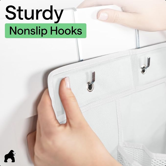GORILLA GRIP Over the Door Shoe Organizer, 35 Large Pockets, White - Image 9
