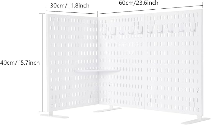 Desk Pegboard, Privacy Divider & Desk Partition Panel Set of 2, Office Accessory Organizer No-Drill Mounted Pegboard for Home, Office, Gaming (White, Freestanding) - Image 3