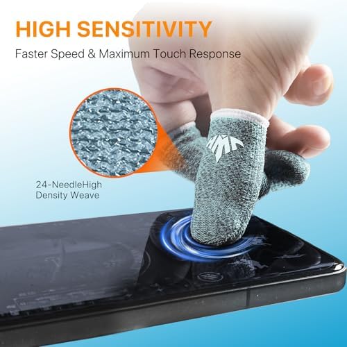 JWH Ultra-Thin Silver Fiber Gaming Finger Sleeves,Blue Thumb Sleeves Gaming Cots,10 Pack Gaming Finger Gloves for PUBG,with Storage Box,High Sensitivity,Anti-Slip,Fundas para Dedos Gamer - Image 3