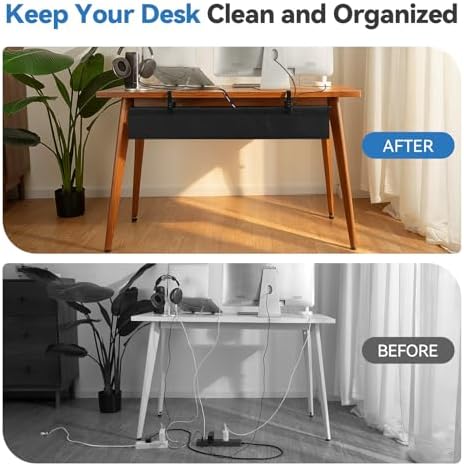 SHUWEI 36" Under Desk Cable Management Tray, Premium Fabric Cable Management for Desk, Clamp/Screw Mount Cable Tray for Office and Home (Black, 36" L) - Image 5
