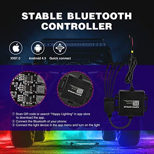 Nilight RGB LED Rock Lights Kit, 4 pods Underglow Multicolor Neon Light Pod with Bluetooth App Control Flashing Music Mode Wheel Well Light for Truck ATV UTV RZR SUV - Image 3