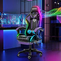 HOFFREE RGB Gaming Chair with Speakers Massage LED Lights Game Chair-Purple | Bluetooth Computer Gaming Chair with Footrest Video Game Chair for Adults Ergonomic High Back Gamer Chair with Lumbar Support by HOFFREEOfficial