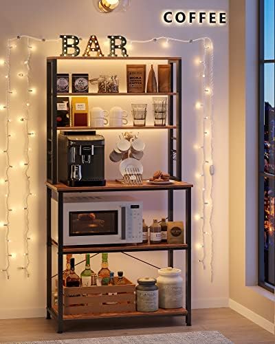 VASAGLE Coffee Bar, 31.5 Inches 6-Tier Baker's Rack with 6 Hooks - Image 4