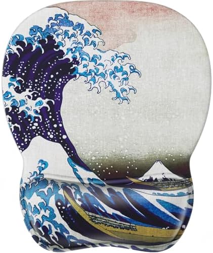 MROCO Ergonomic Mouse Pad with Gel Wrist Rest, 9.4 x 8.1 in, Great Wave by MROCO
