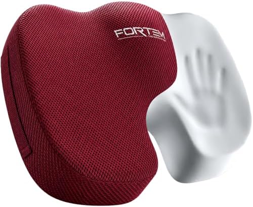 FORTEM Seat Cushion, Office Chair Cushion for Tailbone Sciatica Pain Relief | Memory Foam Pillow for Car | Ergonomic Design | Washable Cover | Non Slip | Red by FORTEM