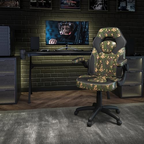 Flash Furniture X10 Gaming Chair Racing Office Ergonomic Computer PC Adjustable Swivel Chair with Flip-up Arms, Camouflage/Black LeatherSoft | Ergonomic, Adjustable, Flip-up Arms, Racing Style - Image 2