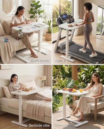 Marsail Mobile Standing Desk with Hidden Wheels, 360° Swivel Cup Holder - Image 7