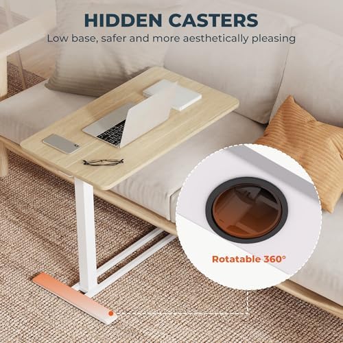 28'' Medical Overbed Bedside Table with Wheels,Rolling Table - Image 4