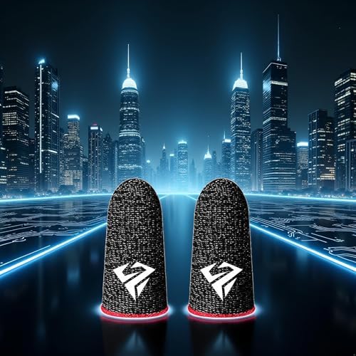 1 Pair for Pubg Mobile Games Gaming Finger Sleeve Breathable Fingertips Sweatproof Fingertip for Mobile Cove Slip Finger Gloves, Cell Phone Gaming Finger Sleeves,Gaming Accessories (Red) - Image 2