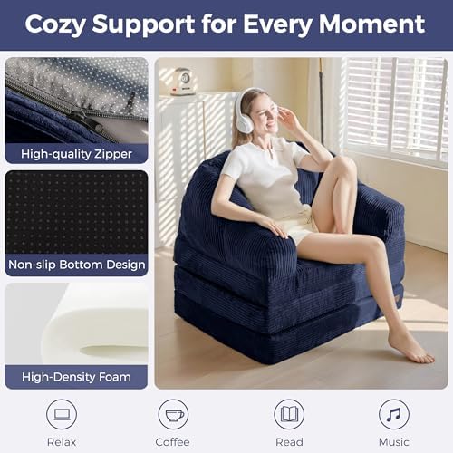 MAXYOYO Folding Sofa Bed with Backrest, Boneless Fold Out Couch with Handle - Image 4