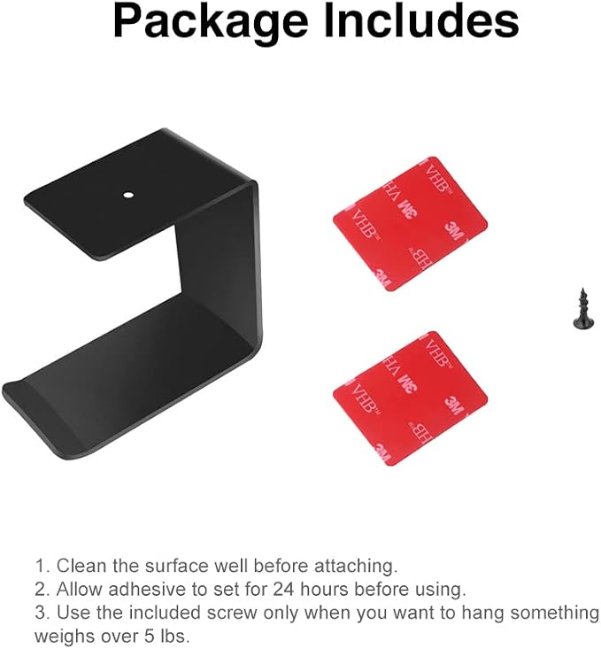 Aluminum Under-Desk Headphone Hanger with Strong Adhesive (1 Pack, Black) - Image 5