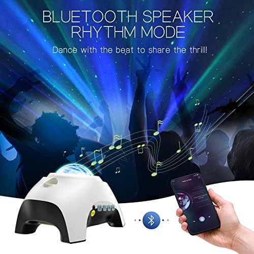 Northern Galaxy Light Aurora Projector with 33 Light Effects, Night Lights LED Star Projector for Bedroom Nebula Lamp, Remote Control, White Noises, Bluetooth Speaker for Parties White - Image 4